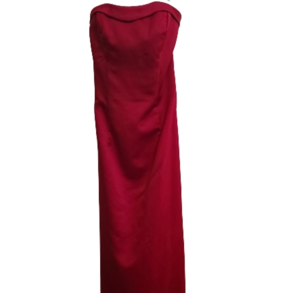 NWT David's Bridal Red Strapless Maxi Formal